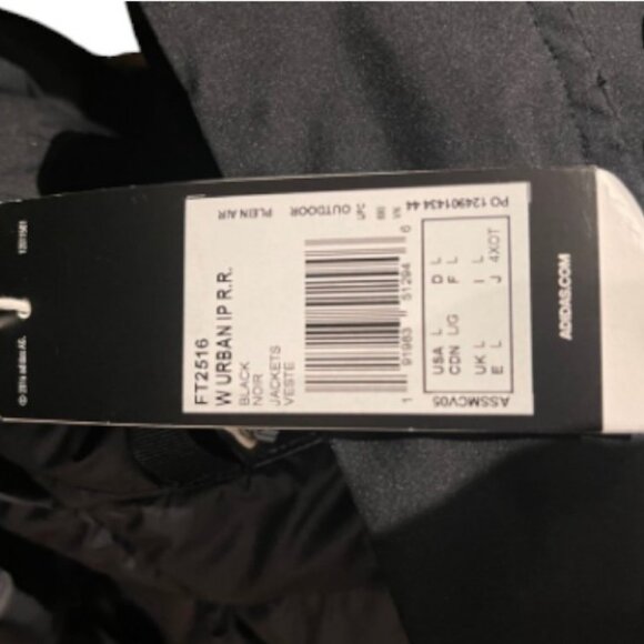 Adidas black urban rain ready parka women's jacket size L - Picture 9 of 9